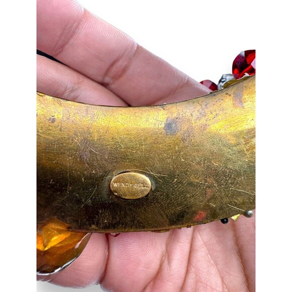 Wendy Gell Art Choker Necklace Red Heart Dollface Bib One of a Kind Vintage - Picture 4 of 11